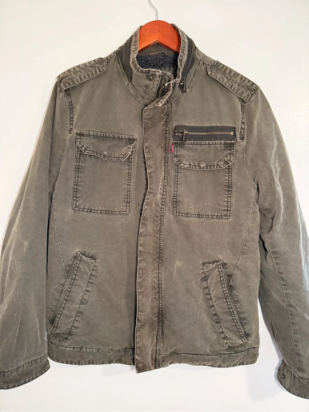 Levi's Olive Green Military Field Jacket with Zip Chest Pocket